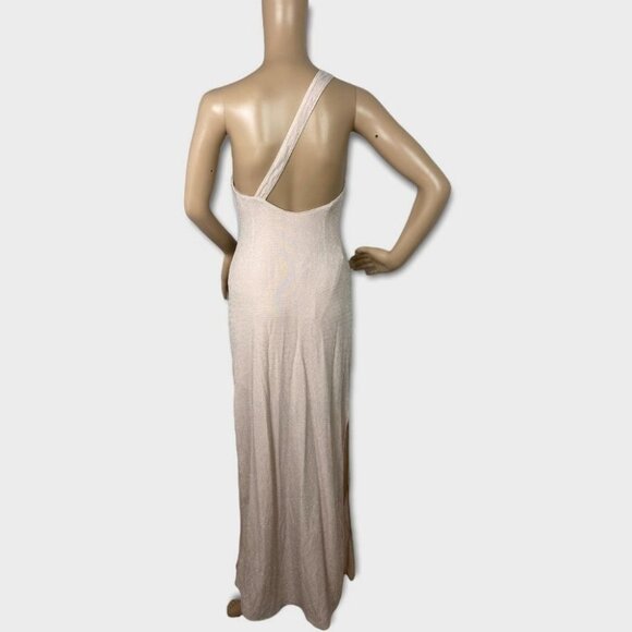 NWT Show Me Your Mumu One Shoulder Pink Cream Sparkle Maxi Dress Bridesmaid Gown - Picture 6 of 8